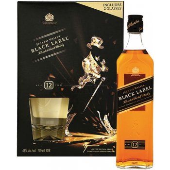 Johnnie Walker Black Whisky 40% 0,7 l (dárkové balení 2 sklenice) od 675 Kč  - Heureka.cz