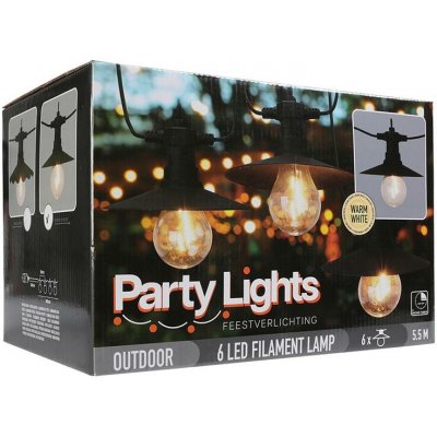 KOOPMAN Párty osvětlení - řetěz 6 LED svítidel, teplá bílá, délka 5,5 m 456265 – Hledejceny.cz