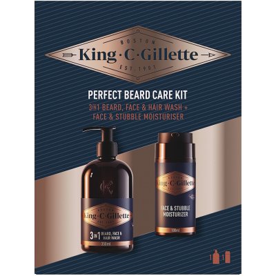 Gillette King C. Face & Stubble Moisturizer hydratační krém na obličej a vousy pro muže 100 ml + Beard & Face Wash šampon na vousy 350 ml – Zboží Mobilmania