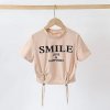 Dětské tričko SMILE crop top beige