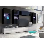 Stěna do obýváku CALABRINI 5 Led Černá / bílá Mirjan CALABRINI 5 Led černý lesk – Zboží Mobilmania