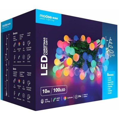 Modee Christmas Lighting String Bubble 100LED/10m/10cm RGB s adaptérem AC220-240V ML-C2011