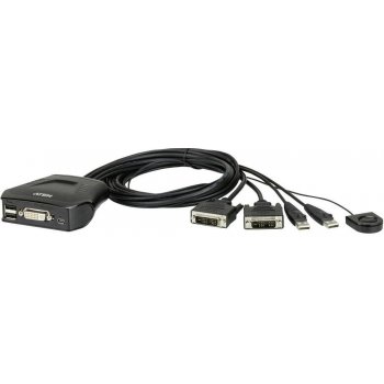 Aten CS-22D 2-port DVI KVM USB mini, integrované kabely