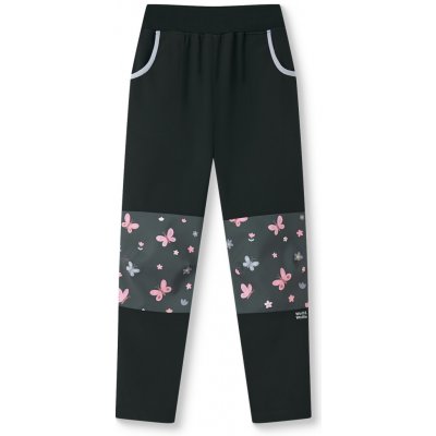 Wolf Dívčí softshellové kalhoty bez fleecu Wolf &ie B2683 černá motýlci Černá – Zboží Dáma