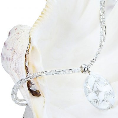 Lampglas Elegantní White Lace s perlou s ryzím stříbrem NP1