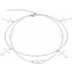 Biju Řetízek na nohu z chirurgické oceli, dvojřadý s přívěsky křížek, symbol nekonečna 2002271 – Zboží Dáma