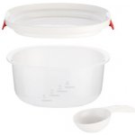 Tescoma Purity Microwave bílá plastová dóza se lžičkou na vaření rýže v mikrovlnné troubě 1,5 l – Sleviste.cz