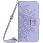 VSECHNONAMOBIL 79473 ART SUNFLOWER Peněženkový obal se šňůrkou pro Sony Xperia 10 VI fialový – Zboží Živě