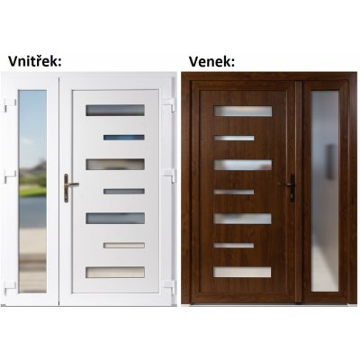 Soft Dvoukřídlé vchodové plastové 6100+Sklo Nisip Zlatý dub/bílá pravé 150 x 200 cm – Hledejceny.cz