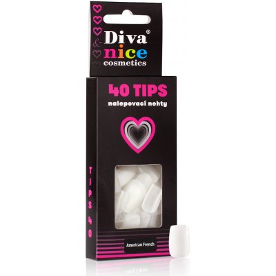 Diva & Nice Nalepovací umělé nehty bílé AMERICAN FRENCH Tips 40 – Zboží Mobilmania