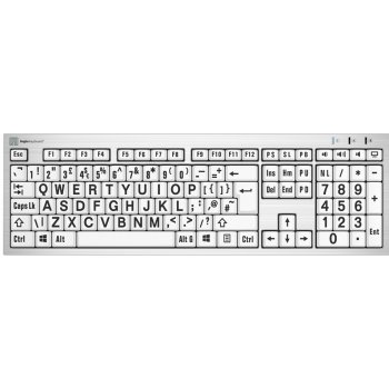 Logic Keyboard XLPrint PC Slim Line Black on White UK