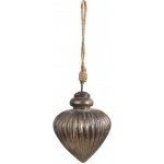 Clayre & Eef Zlatohnědá vintage skleněná vánoční ozdoba - 10*12 cm – Zboží Mobilmania