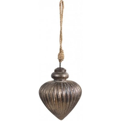 Clayre & Eef Zlatohnědá vintage skleněná vánoční ozdoba - 10*12 cm – Zboží Mobilmania