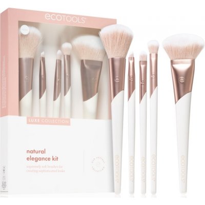 EcoTools Luxe Collection štětec na blending 1 ks + zkosený štětec na oční linku na obočí 1 ks + štětec na aplikaci korektoru 1 ks + štětec na make-up a pudr 1 ks + velký štětec na pudr suchý nebo práš – Zbozi.Blesk.cz