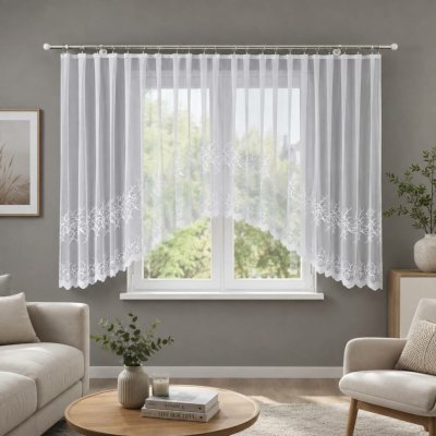 Dekorační oblouková krátká záclona na žabky BAKARO 160 bílá 420x160 cm MyBestHome – Hledejceny.cz