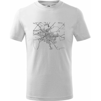 Mapy měst černobílé Klatovy tričko dětské bavlněné bílá