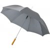 Deštník Lisa deštník s automatickým otvíráním a dřevěnou rukojetí šedý