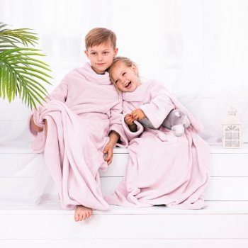 DecoKing Dětská deka s rukávy Lazy růžová