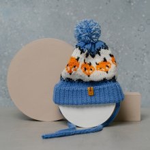 Kojenecká zimní pletená čepice modrá