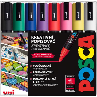 Posca Univerzální sada akrylátových popisovačů 1,8 - 2,5 mm Mix základních barev 8 kusů PC-5M – Zboží Mobilmania