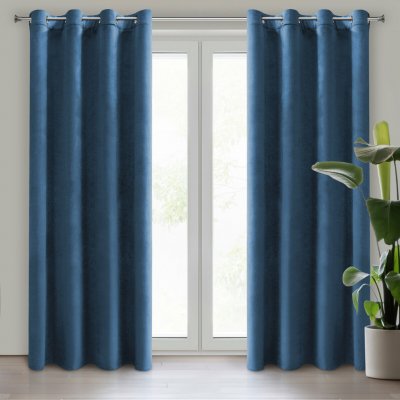 Design 91 ZATEMŇOVACÍ ZÁVĚS NA KROUŽCÍCH ROSA 140X250 CM MODRÁ – Hledejceny.cz