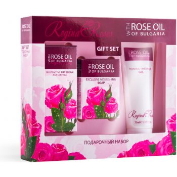 BioFresh Dárková sada kosmetika s růžovým olejem denní krém 30 ml, mýdlo 50 gr. a sprchový gel 75 ml