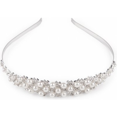 Štrasová čelenka do vlasů s perlami Varianta: crystal, Balení: 1 ks – Zboží Dáma