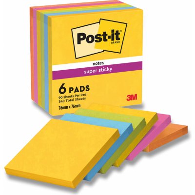3M Post-it - silně lepicí bločky - 76 x 76 mm, 6 x 90 l., kolekce Rio – Zboží Mobilmania