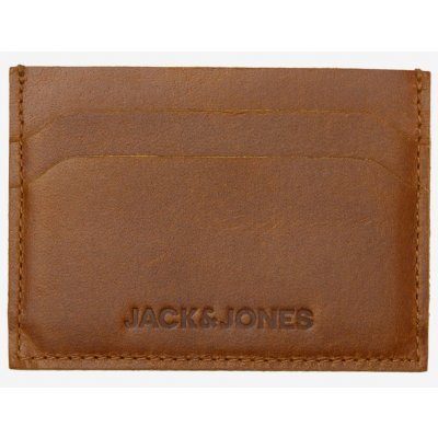 Hnědé pánské kožené pouzdro na kreditní karty Jack & Jones Side
