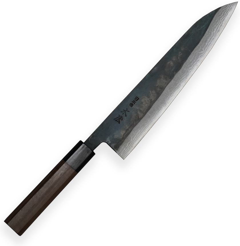 nůž Gyuto / Chef 210 mm - KIYA Suminagashi Kurouchi Damascus 11 layers Kiya SXL3-129