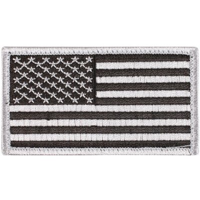 ROTHCO Nášivka USA vlajka 4,5 x 8,5 cm velcro ČERNÁ/STŘÍBRNÁ