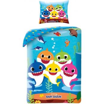 Parure De Lit Bébé Shark Halantex - Housse De Couette 140x200 Cm + Taie D'oreiller 70x90 Cm - Coton, Réversible, Zip