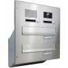 Poštovní schránka 2x poštovní schránka D-041 k zazdění do sloupku + čelní deska s 2x zvonkem a kamerou ABB - NEREZ / šedá
