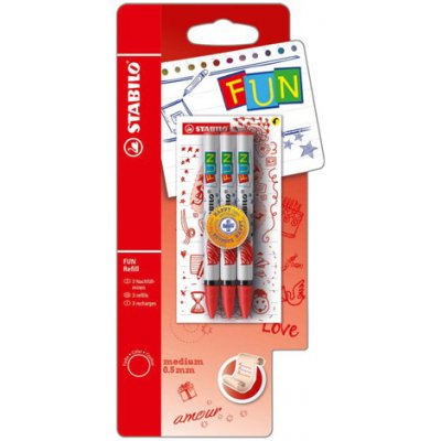Stabilo Náplň do kuličkového pera STABILO FUN 0,5mm / 3ks červená 455934 – Zboží Živě
