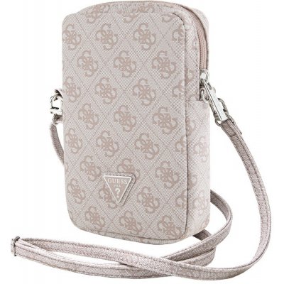 Guess PU 4G Triangle Logo Wallet Phone Bag Zipper růžové – Zboží Mobilmania