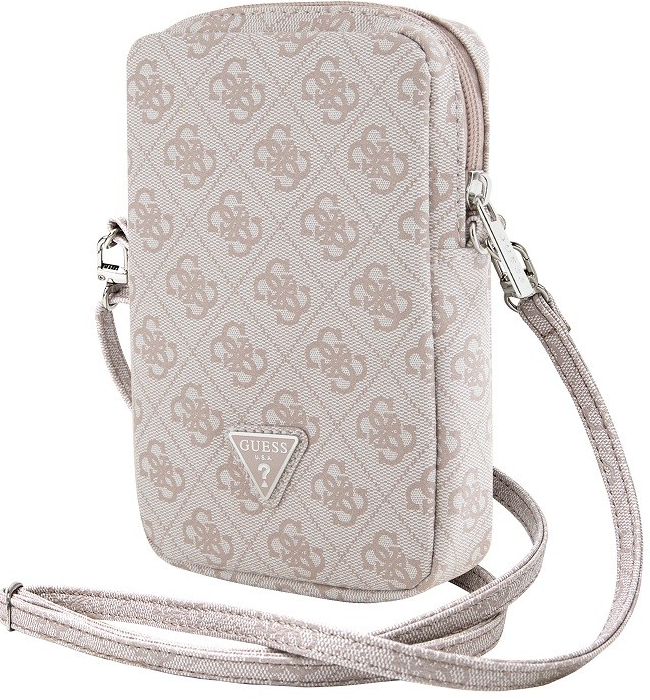 Guess PU 4G Triangle Logo Wallet Phone Bag Zipper růžové