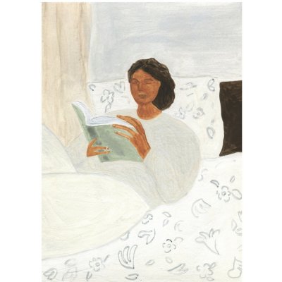 THE POSTER CLUB Autorský mini plakát Morning Read by Isabelle Vandeplassche A5, béžová barva, papír – Zboží Dáma