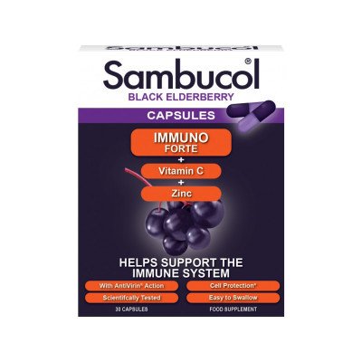 Sambucol Immuno Forte + Vitamin C + Zinek 30 kapslí