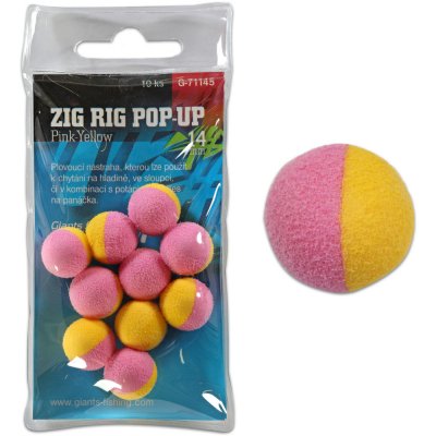 Giants Fishing Pěnové plovoucí boilies Zig Rig Pop-Up 14mm pink-yellow 10ks – Zboží Mobilmania