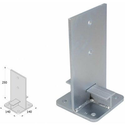 Domax PUW šroubovací patka sloupku typu T 140 - 140 x 41 x 250 x 8 mm – Sleviste.cz