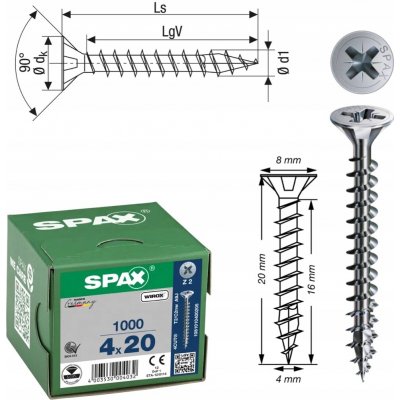 Šrouby do dřeva Spax 4 x 20 mm, 1000 ks – Hledejceny.cz