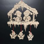 Amadea Dřevěný závěs budka s ptáčky 19 cm – Zboží Dáma
