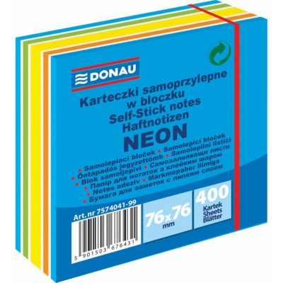 DONAU Samolepicí bloček, 76 x 76 mm, 400 listů - barevný mix – Zbozi.Blesk.cz