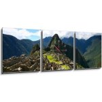 Obraz s hodinami 3D třídílný - 150 x 50 cm - Machu Picchu Top View Pohled shora na Machu Picchu – Sleviste.cz