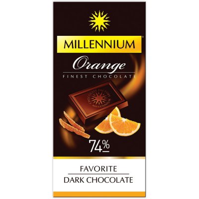 Millennium Favorite hořká čokoláda 74% s pomerančem 100 g – Zboží Mobilmania
