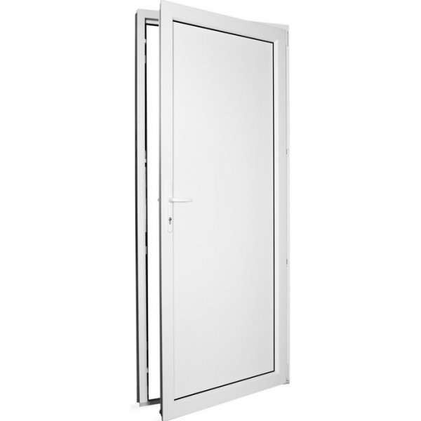 Venkovní dveře SkladOken.cz vedlejší vchodové dveře jednokřídlé 88 x 208 cm, plné, bílé, PRAVÉ