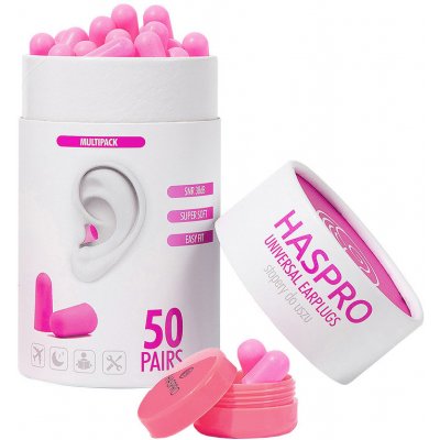 Haspro Tube50 špunty do uší, růžové 50 párů