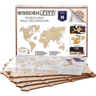 Wooden City Mapa světa dřevěná velikost M (57x38cm) – Zboží Mobilmania