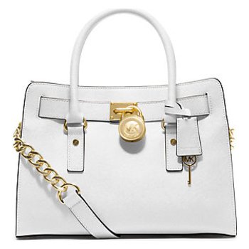 Michael Kors Hamilton Saffiano leather Medium Satchel Optic white