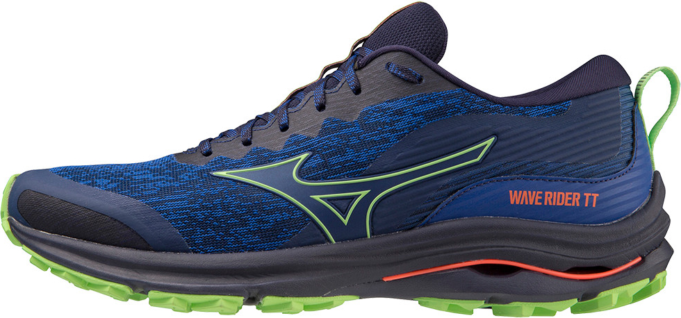 Mizuno Wave Rider TT Blue Depths Techno Green Neon Flame